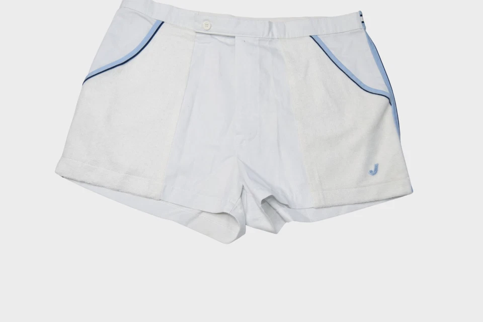 Vintage Jantzen Shorts Mens 36 White Terry Striped Hot Pants 2.5" Made in USA - Image 2 of 4