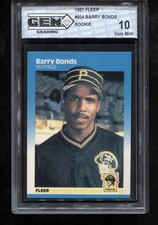 Barry Bonds Rookie 1987 Fleer #604 RC Card MLB Pittsburgh Pirates GEM MINT 10. rookie card picture