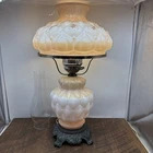 Antique  Hedco  Fenton Quilted Milk Glass Table Lamp, Gone With The Wind
