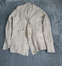 J. Crew Cable-Knit Cardigan Sweater Women  s Size XL Beige