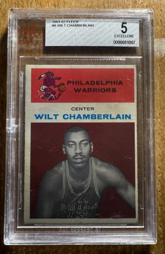 1961-62 Fleer #8 Wilt Chamberlain RC...BVG 5 EX...All-Time Laker/76er HOF Icon!