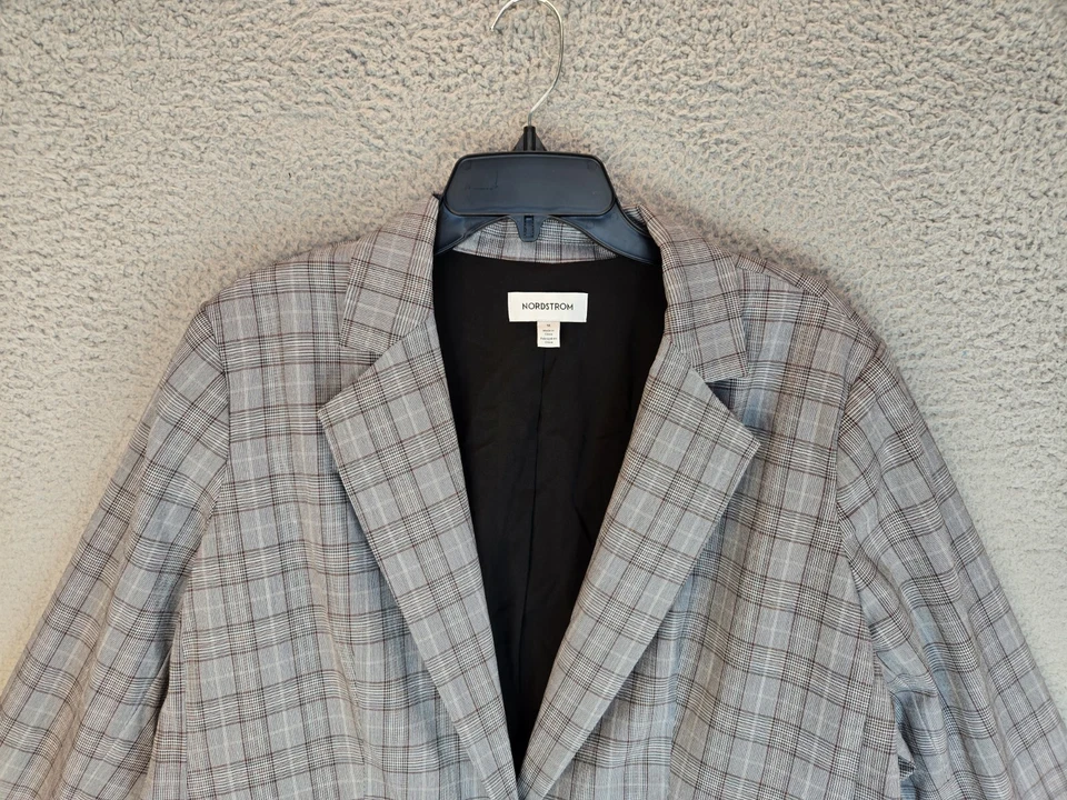 Blazer chaquetas Nordstrom para mujer talla 1X gris a cuadros y marrón carrera negocios oficina Foto 2 de 4