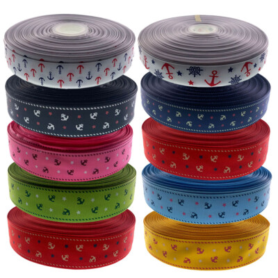 #ad #ad 50Yard 1quot; Grosgrain Printed Anchor Ribbons For Hair bow Craft Gift Packing 2.5cm $16.99