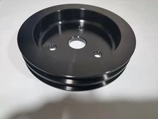 SB Chevy Black Alum Crankshaft Pulley 2 Groove SWP Short Water Pump SBC 350Crank
