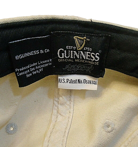 Guinness Dublin Ireland Snapback Hat w/ Bottle Opener Black/Beige - Picture 4 of 7