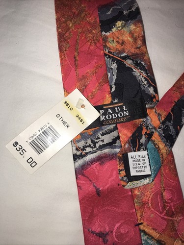 Paul Rodon Couture, 100 % Seide, mehrfarbige Herrenkrawatte Made in USA neu mit Etikett!! - Bild 3 von 9