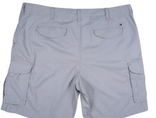 NEW TOMMY HILFIGER CLASSIC FIT 10" MENS 42 100% COTTON CARGO SHORTS GRAY CHINO