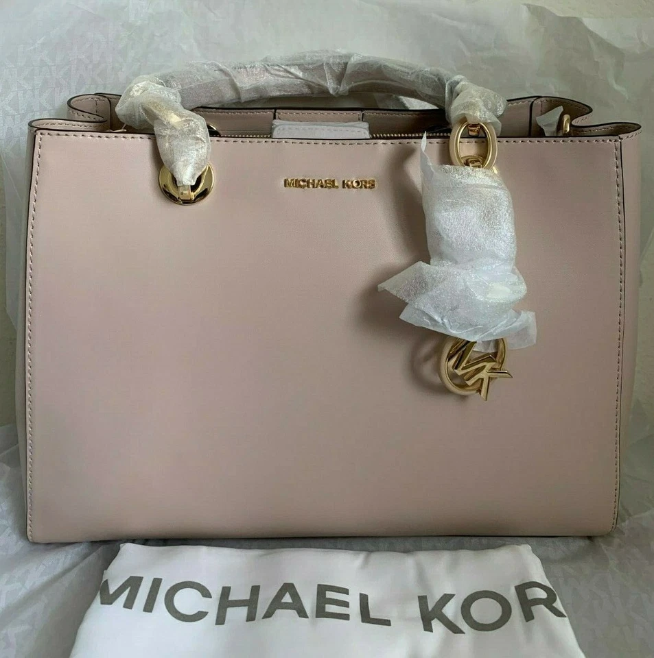 NWT MICHAEL KORS Cynthia Medium Dressy Leather Satchel $348 Soft Pink Original P - Image 3 of 4