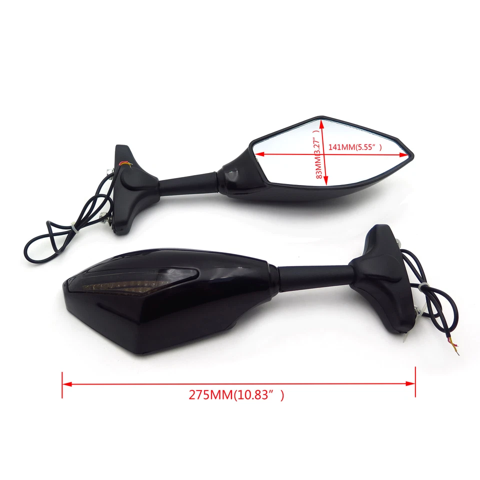 Espejo retrovisor LED negro para Yamaha YZF R6 R6S/Triumph Daytona lente de humo Foto 3 de 4