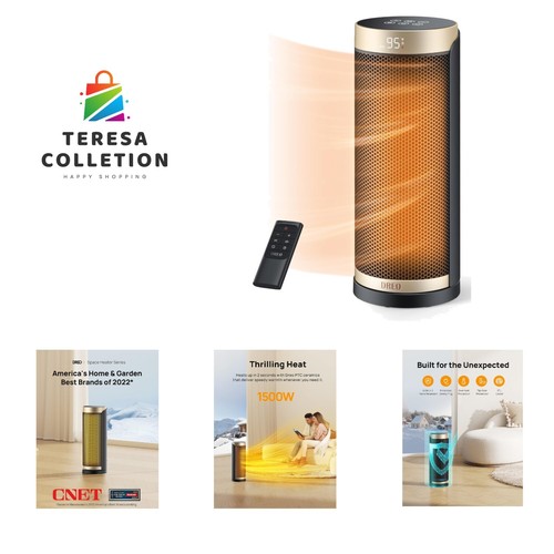 Space Heater, Portable Electric Heaters for Indoor Use, 70° Oscillation, 12H ...