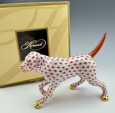   NEW in BOX HEREND Labrador Rust Fishnet Lab Dog Figurine ($640 Retail)