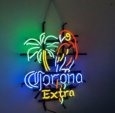New Corona Extra Parrot Palm Neon Light Sign 24''x20'' Beer Bar Cave Wall Decor