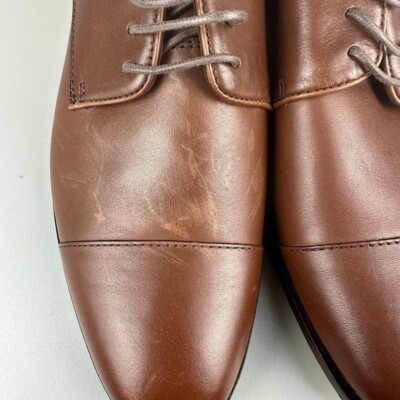 J. Crew Factory Leather Cap Toe Shoes in Brown Leather J. Crew Factory Leather Cap Toe Shoes in Brown Leather | eBay main image 2