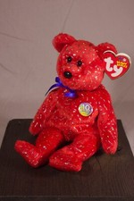 2003 Decade the Bear Ty Beanie Baby Red, DOB January 22, 2003, Tush Tag 2002