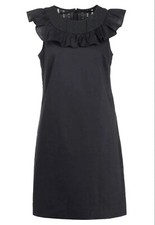 J Crew Ruffle Neck Cotton Navy Shift Dress Size 0