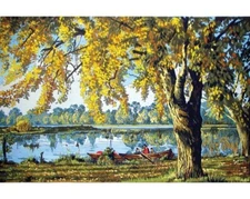 "On the Lake" Printed Needlepoint Tapestry  Canvas Collection D'art 12978