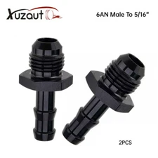 2PC AN6 6AN Male Straight To 5/16" Push Lock Barb Adapter Oil Fuel Hose Fittings