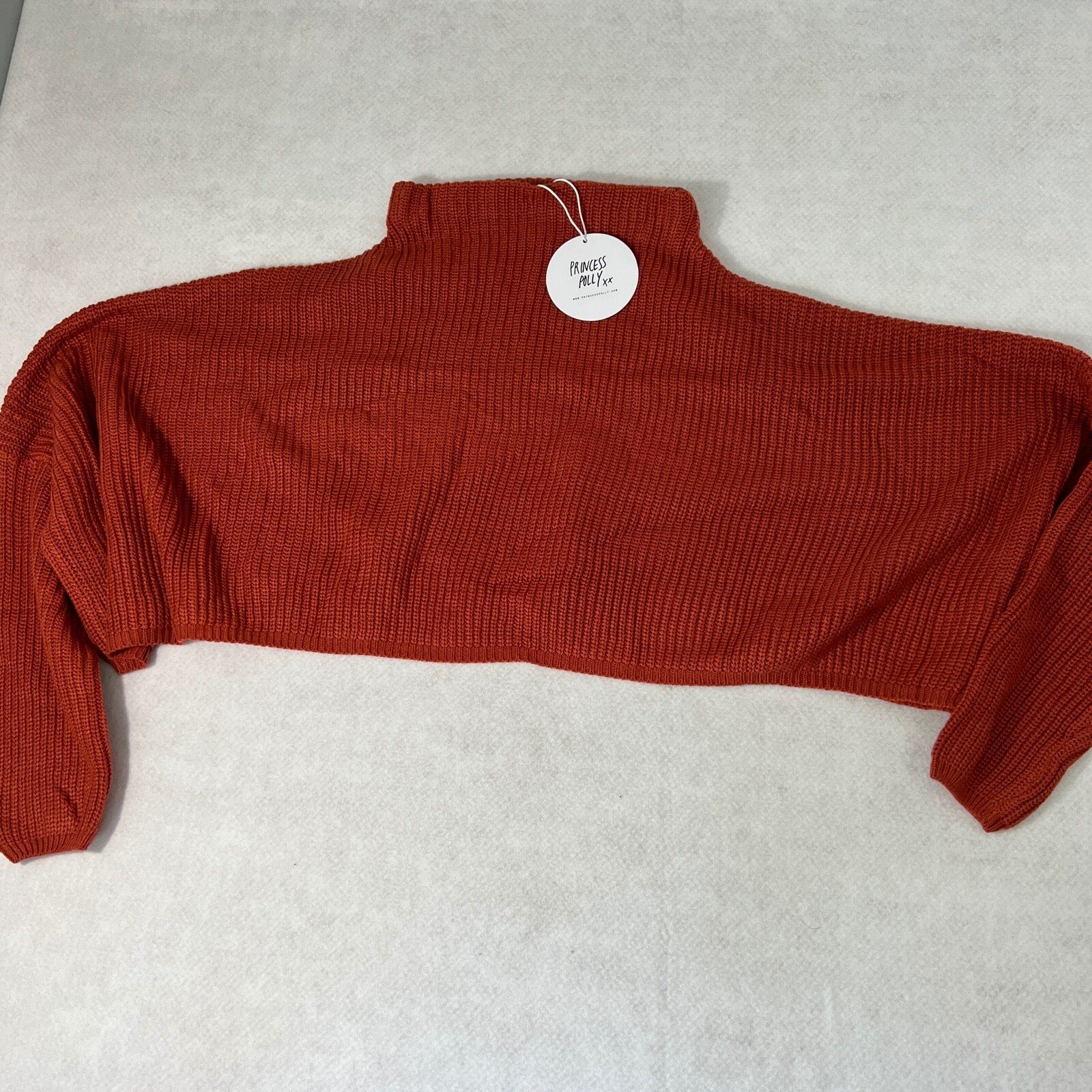 Princess Polly Womens Sweater M/L Randall Jumper Rust Orange Ribbed