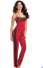 New Soft Stretch Sleepwear Camisole  Lace Top And Pants Dream Girl Sz M