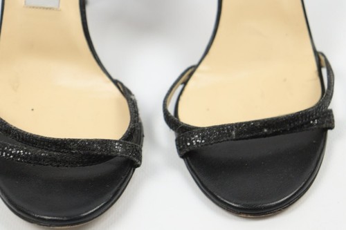Jimmy Choo Womens Metallic Slingback Stiletto Heel Sandals Black Size 38 - Picture 9 of 14