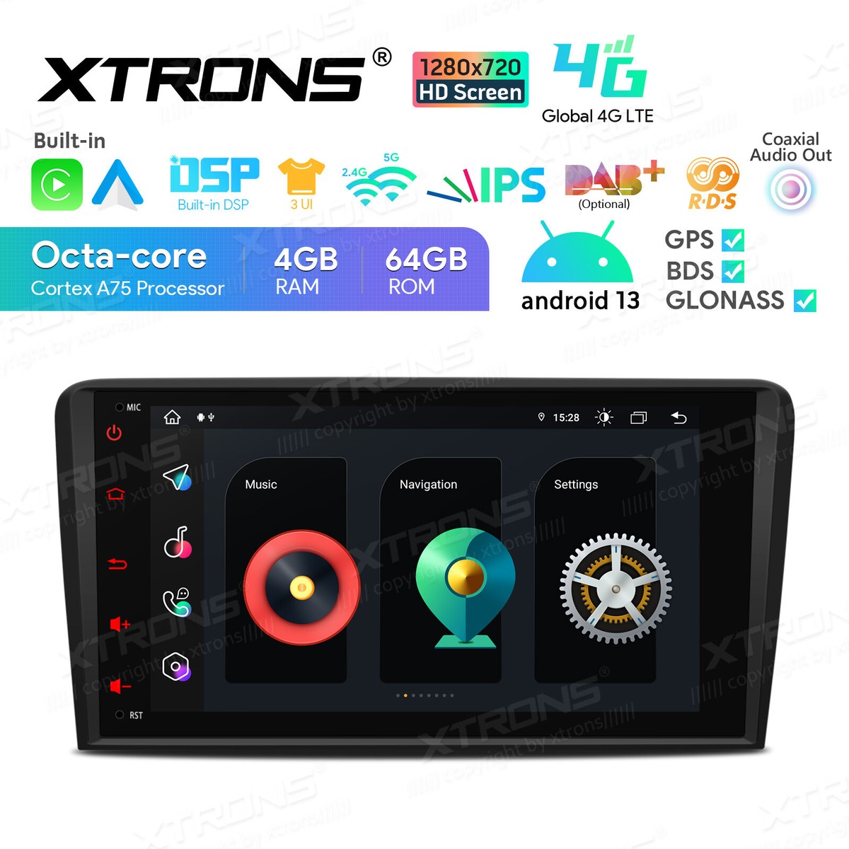 Android 14 Car Stereo for Audi A3 S3 RS3 8P 2003-2012 Wireless