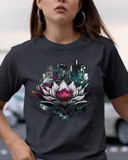 NEW Beautiful Dark Lotus Cyberpunk Short Sleeve Crew Neck Unisex Tee