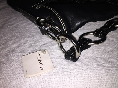 COACH レザー バッグ Coach Soft Leather Shoulder Bag Hobo Black Zip L0882-13412 NWT