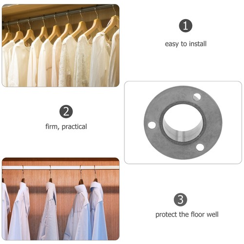 Stainless Steel Pole Flanges Shower Curtain Rod Holders Closet Rod Brackets - 第 12/12 張圖片