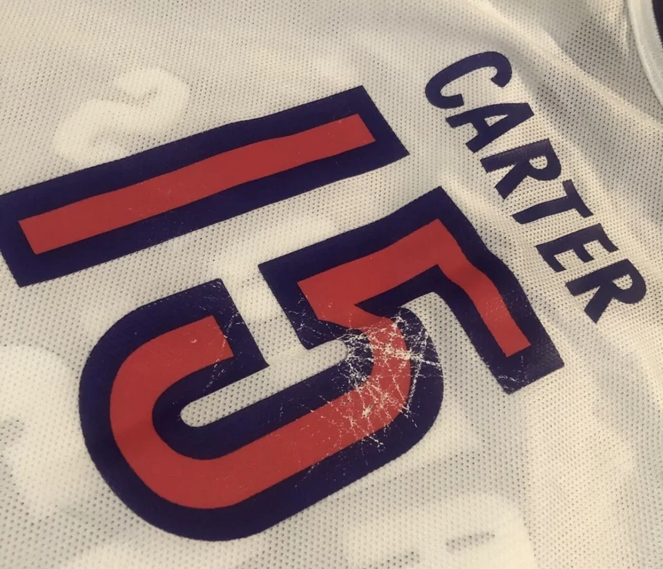 Camiseta deportiva vintage de los 90 campeón Toronto Raptors Vince Carter NBA para hombre 48 blanca Foto 4 de 4