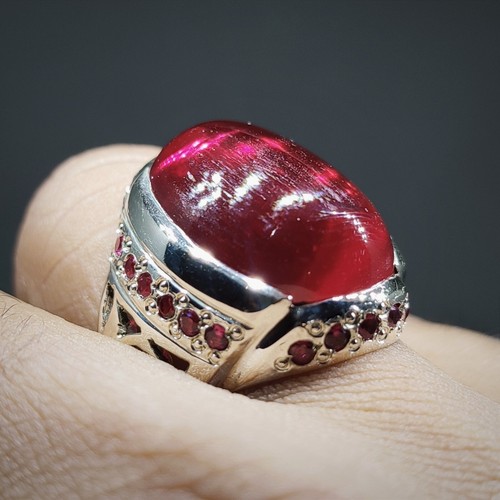 Men’s Red Ruby Statement Ring Sterling Silver Vintage Style Gemstone Jewellery - Picture 3 of 24