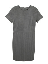 BANANA REPUBLIC Career Midi Dress Women Size 0 Gray Pin Stripe Short Sleeve