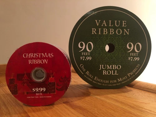 Hobby Lobby Crimson Red Wired Edge 2-3/4" x 30' + 1-1/2" x 90' Christmas Ribbons