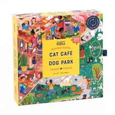 Cat Café Dog Park 500 Piece Double Sided Jigsaw Puzzle Professor Puzzle New