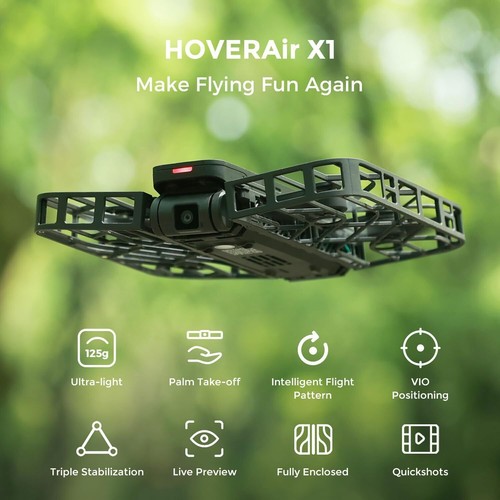 HOVERAir X1 Combo Self-Flying Camera Pocket-Sized Drone 120g Palm Takeoff Follow - Picture 4 of 10