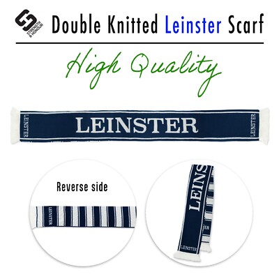 Leinster doppelt gestrickter Schal - Erwachsene Supporter Rugby Fußball hochwertig