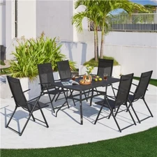 Set of 2 Outdoor Dining Chairs with 8 Adjustable Back Position for Outdoor Space