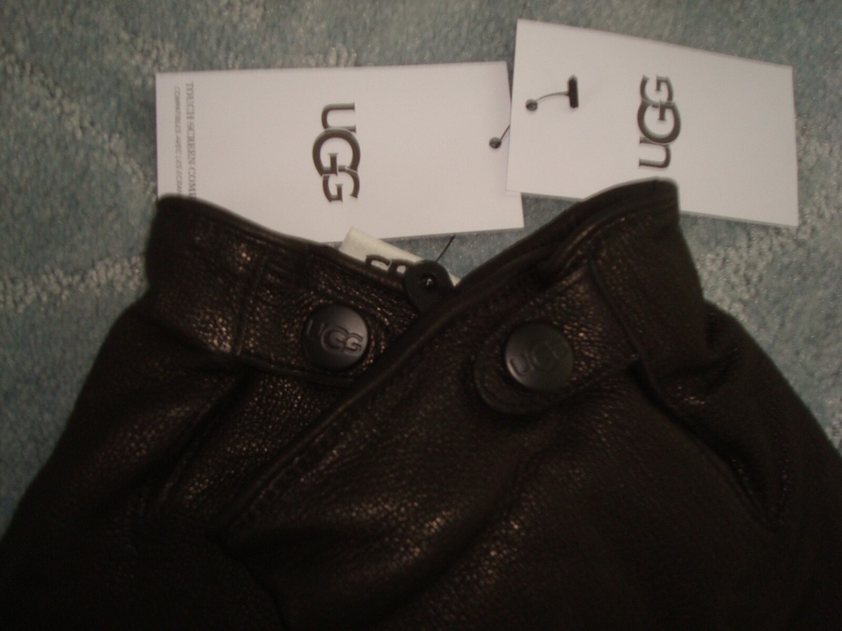 UGG BLACK TABBED SPLICE VENT LEATHER GLOVES SIZE XL | eBay