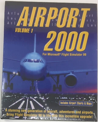 Airport 2000 Volume 1 for Microsoft Flight Simulator 98 PC CD-COM Big Box ✰NEU✰ - Bild 1 von 4