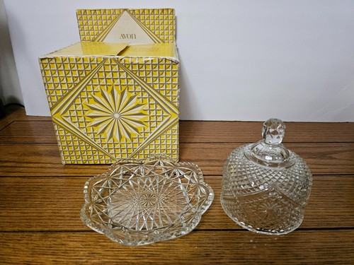 Vintage 1970's Avon Covered Butter Dish by FOSTORIA WITH ORIGINAL BOX - Picture 6 of 9