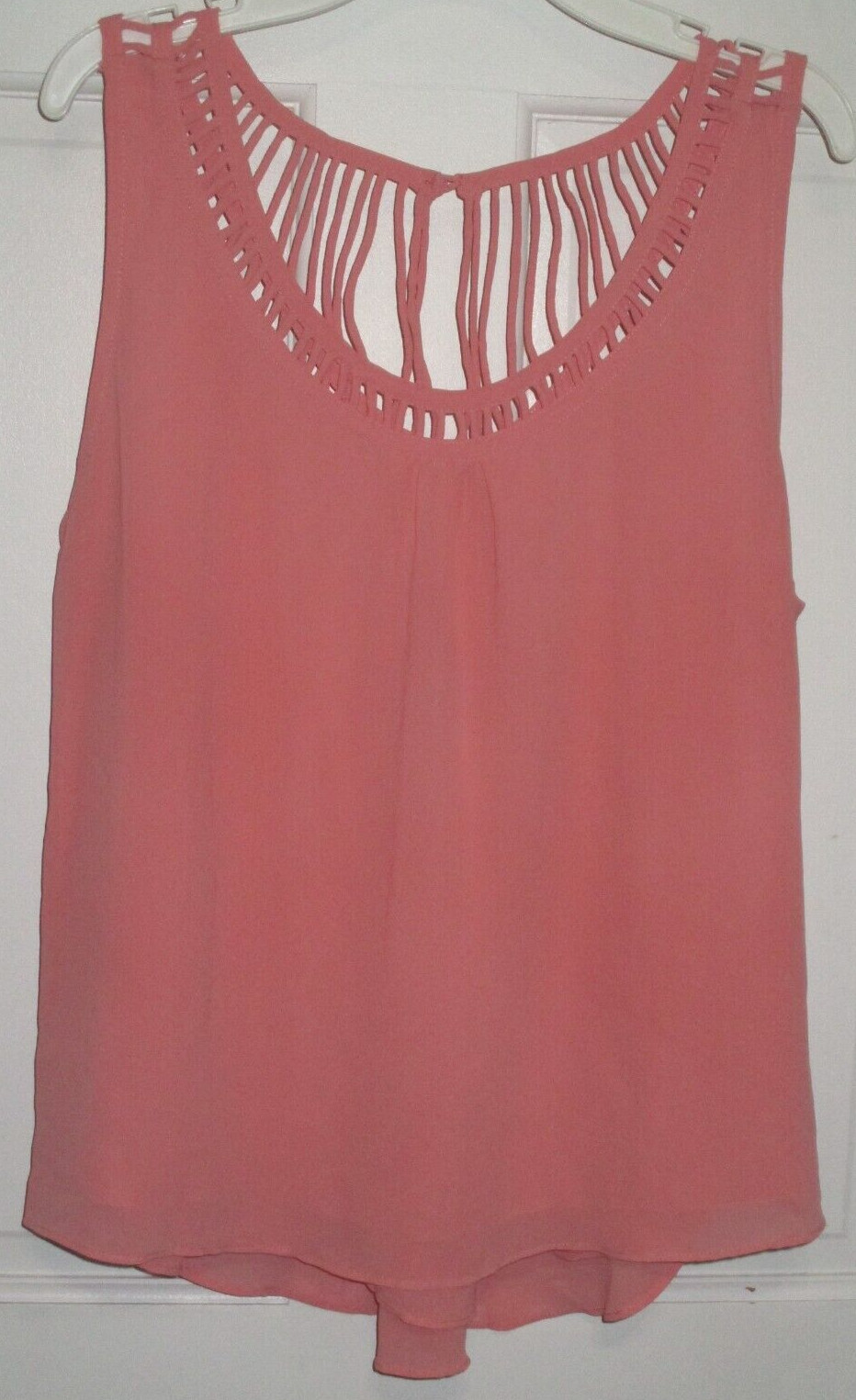 Naked Zebra Top Blouse Ladies Size L Peachy Pink ? Sexy Back Sleeveless Lined