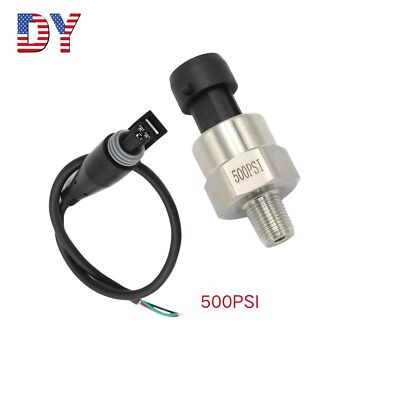 1/8''NPT Thread 500 PSI Pressure Transducer Sensor for Oil Fuel Water Air