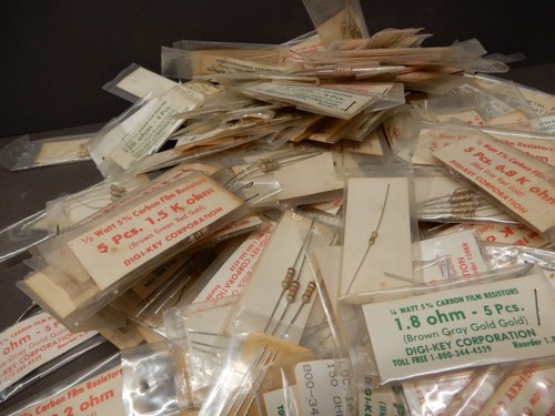 One Pound of Prepackaged Mostly 1/4 Watt Resistors 5 Per Package NOS Many Values - Picture 4 of 4