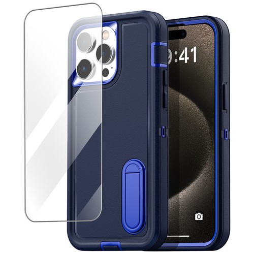 For iPhone 15 Pro Max 15 Plus Case Shockproof Armor Stand Cover Screen Protector - Picture 18 of 26