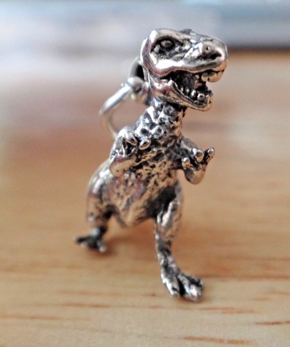 Sterling Silver 3D 26x24x10mm Solid Tyrannosaurus Rex Dinosaur Charm - Picture 3 of 5