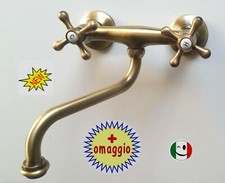 GRUPPO RUBINETTO LAVELLO A MURO CANNA A " S " DA 20/30 CM.  BRONZATO - BRONZO