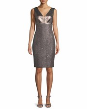 NEW St. John Collection Twisted Sequin Knitted V-neck Dress Size 8 DD262
