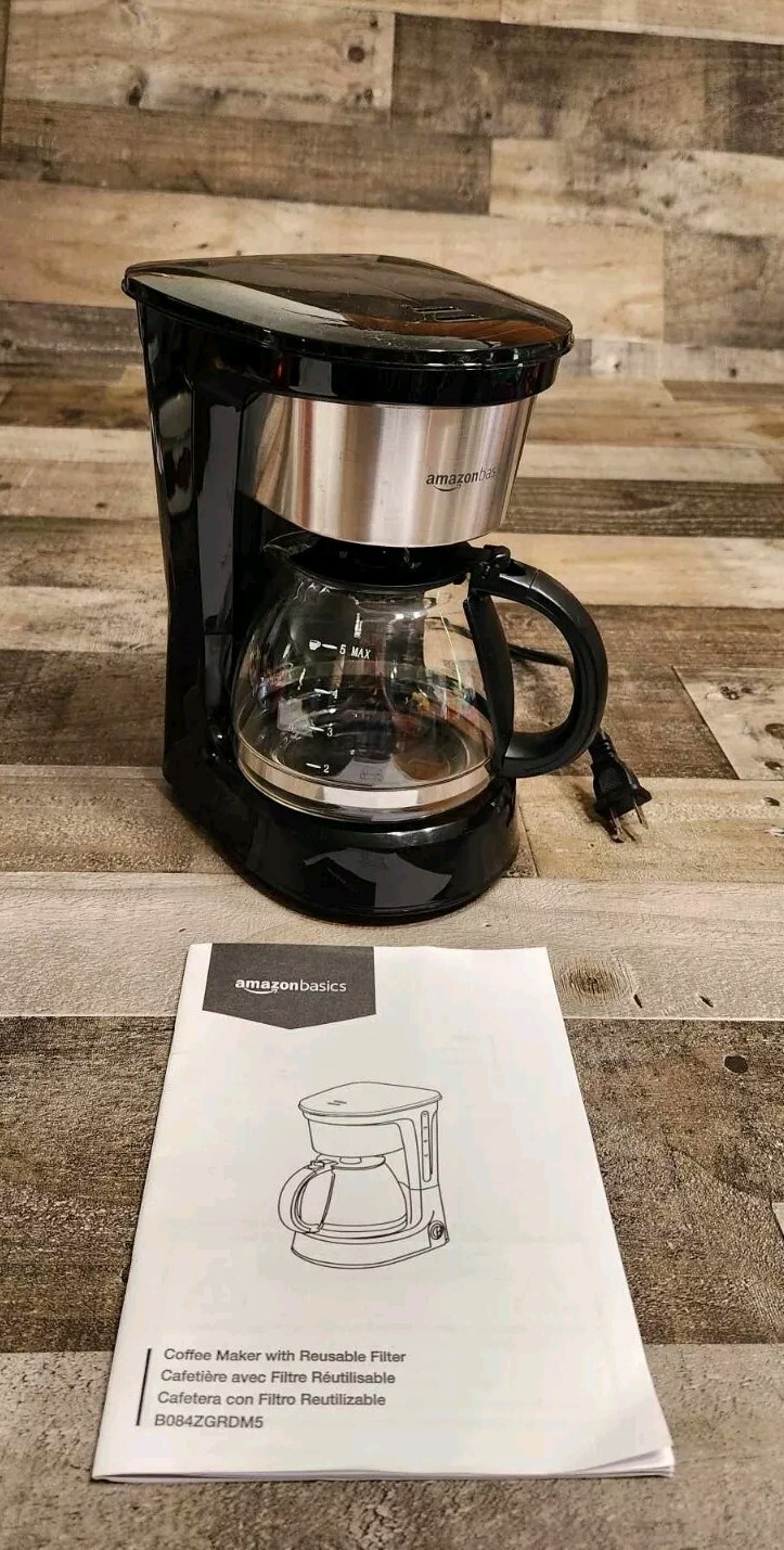 With Reusable Filter, Black And Stainless Steel