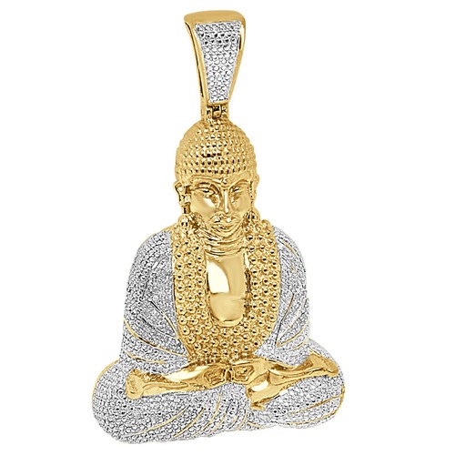 Echter echter natürlicher Diamant Gautama Buddha Meditation Anhänger Charm groß 2,65 Zoll - Bild 6 von 18