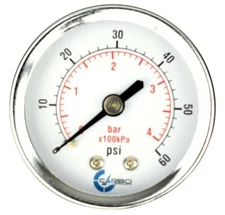 2" Pressure Gauge - Chrome Plated Steel Case, 1/4"NPT, Back Mnt. 60 PSI