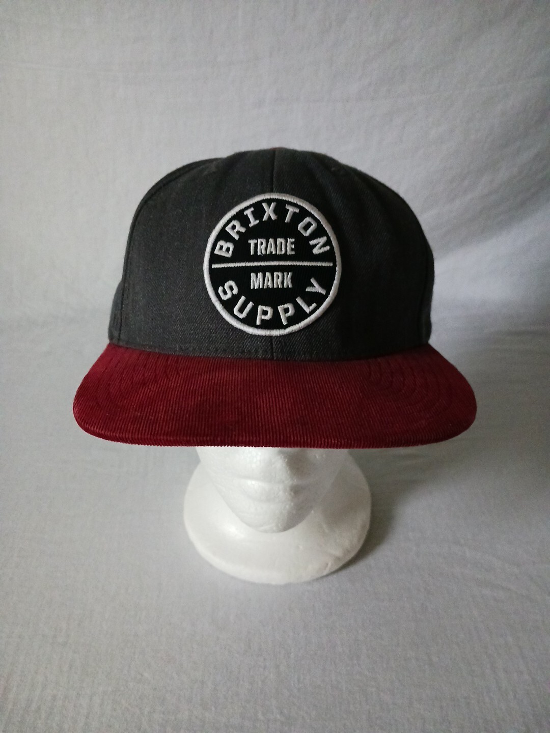 Brixton Supply Hat Snapback Patch Dark Gray Burgu… - image 2